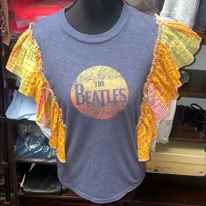 The Beatles upcycled Kantha tee shirt